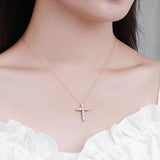 Lovely Full Moissanite Diamonds 18K Gold Plated Cross Pendant Necklace - Silver Chain Fine Necklace Jewellery - The Jewellery Supermarket