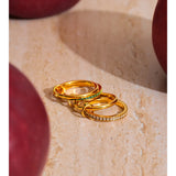 18K Gold Plated White Green AAA Zirconia Diamonds 4 Layered Stacked Ring Popular Jewellery