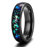 New Arrival Galaxy Multi-Faceted Edge Blue Opal Inlay Tungsten Carbide Ring Mens Women Wedding Rings - The Jewellery Supermarket