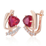 14 Karat Rolled Gold Shiny Red Blue AAA Zircon Crystals Elegant Jewellry Earrings