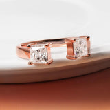 Certified 1Carat D Colour VVS1 Princess Cut Moissanite Diamonds Rings - 925 Silver Wedding Engagement Fine Jewellery