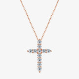 Dazzling Cross Pendant Necklace D Colour VVS1 3mm Moissanite Diamonds Silver Party Fine Christian Jewellery - The Jewellery Supermarket