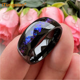 Orion Nebula Galaxy Opal Inlay 8mm Silver/Black Tungsten Rings for Men Women