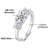 Elegant 3 Stone Real 4 Carat D Colour Moissanite Wedding Rings For Women 18KWGP 925 Sterling Silver Bridal Jewellery