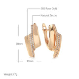 14K Rolled Gold Minimalist Design Smooth Metal Double AAA Zircon Diamonds Earrings