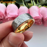 I Love You Stamped 6mm 8mm Tungsten Hammer Ring for Men Women  Comfort Fit