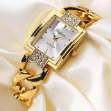 New Arrival Top Brand Luxury Women's Watches - Gold Colour Bracelet Quality Rhinestone Crystals Ladies Watches - The Jewellery Supermarket