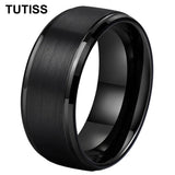 Stepped Beveled Brushed Finish 10MM Classic Men Women Tungsten Carbide Rings