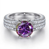 Selection of 2 Carat Multicolour VVS1 D Colour Moissanite Silver Wedding Rings