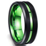 New Arrival Beveled Edge Blue Green Red Purple Tungsten Carbide Rings - Comfort Fit Men's Wedding Rings - The Jewellery Supermarket