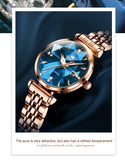 Elegant Luxury Zircon Diamond Rose Gold Colour Stainless Steel Waterproof Date Ladies Dress Wristwatches, Ideal Gift