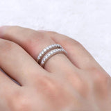 GRA Certified Double-Row Half Eternity Moissanite Diamonds Wedding Engagement Rings Sterling Silver Fine Jewellery