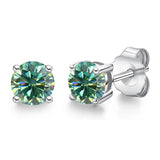 Real 0.1-3CT Moissanite Diamond Stud Earrings Silver Platinum Plated  Fine Jewelry