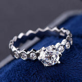 Honeycomb Design VVS1 D Colour 1/2CT Moissanite Wedding Engagement Rings For Women Sterling Silver Fine Jewellery