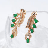 Luxury Vintage Fashion 14K Filled Rose Gold AAA Emerald Zircon Long Drop Earrings For Women, Party Fine Jewellery