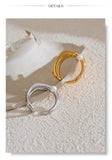 18k Gold Plated Stylish Unique Stainless Steel Pearls Geometric Open Chic Ring