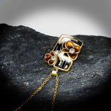Exquisite Geometric AAA Zircon Diamond Hollow Flower Handmade Enamel Pendant