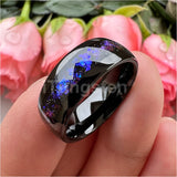 Orion Nebula Galaxy Opal Inlay 8mm Silver/Black Tungsten Rings for Men Women