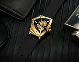 High Quality Watch for Men Triangle Steel Skeleton Mechanical Automatic Movement Waterproof Rubber strap Watches