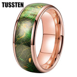 New Arrival 8MM Multicolor Colorful Dyed Elder Wood Inlay Comfort Fit Tungsten Wedding Ring  for Men Women - The Jewellery Supermarket