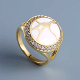 Sparkling AAA Zircon Diamonds Antique Look Elegant Handmade Enamel Oriental Rings