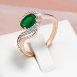 14K Gold Filled Luxury Dark Green AAA Zircon Diamonds Vintage Fine Rings For Women