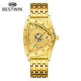 New Arrival Triangle Design Golden Waterproof Stainless Steel Men Sports Quartz Watches - Popular Choice
