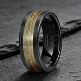 Flowing Sand/Green Grass Agate Inlay High Polished Dome 8mm Tungsten Carbide Rings