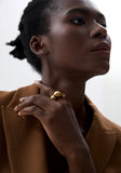 18K Gold Plated Stainless Steel Flower Hollow Big Fashion Statement Ring
