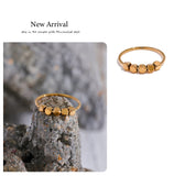 18K Gold Plated Stainless Steel Square Beads Fashion Women Ring - Charm Jewellery