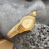 Waterdrop Case Single-Coil Snake Bangle Luxury Art Deco Inspired Ladies Watch