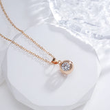 Sparkling Rolled 14K Rose Gold AAA Zircon Damond Round Pendant Necklace For Women - Trendy New Jewellery