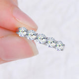 Terrific 3mm 4mm Moissanite Half Eternity Band 5-stone 7-stone Silver Wedding Rings