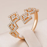 Delightful 14K Rolled Rose Gold AAA Zircon Dimonds Geometric Open Ring - Party Daily Fine Vintage Jewellery