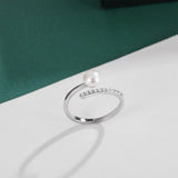 Elegant Natural Pearl AAA Zircon Diamonds Inlaid Minimalist Open 925 Ring