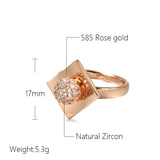 New Filled 14K Rose Gold Unusual Micro Wax Inlay Spherical AAA Zircon Diamonds  Rings For Women - Trendy Jewellery