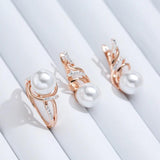 Latest Fashion Geometry 14K Filled Rose Gold and Silver AAA Zircon Pearl Ring for Women Boho Ethnic Jewellery