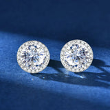 Sparkling 0.5-1-2 Carat Moissanite Diamonds Unisex Silver Stud Earrings