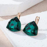 14 Karat Rolled Gold Dark Green Big AAA Zircon Crystal Drop Earrings Luxury Jewellery