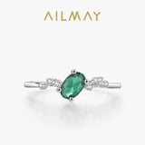 Simple Green Oval AAAA Lab Created Diamond Sterling Silver Ring Minimalist Ring