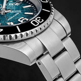 Fashion Blue 41mm AR Coated Waterproof 20Bar Luminous Diving Quartz Steel Watches
