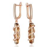 14K Gold Filled Fashion Light Brown AAA Zircon Crystals Unique Square Drop Earrings