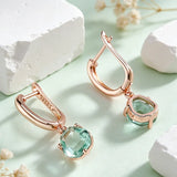 14 Karat Rolled Gold Unique Green AAA Zircon Crystals Fashion Drop Earrings Fine Jewellery