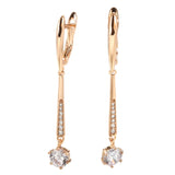 New 14K Rolled Gold White AAA Zircon Diamonds Long Dangle Luxury Fashion Earrings
