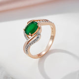 14K Gold Filled Luxury Dark Green AAA Zircon Diamonds Vintage Fine Rings For Women