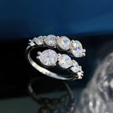 Amazing 3.26 Carat 6 Stone VVS1 D Colour Moissanite Diamonds Silver Engagement Ring