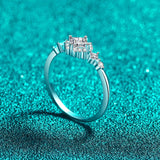 Charming 0.4ct Princess Cut VVS1 D Colour Moissanite  Silver Promise Engagement Ring