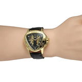 New Arrival Top Brand Hollow Bar Scale Mechanical Triangle Design Black Leather Strap Mechanical Watches for Men