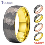 New Domed Brushed Two Colors 4/6/8mm Cool Hammer Tungsten Mens Womens Wedding Rings - Unique Jewellery For Couples