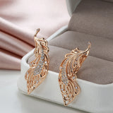 14K Rolled Gold Long Tassel Pendant AAA Zircon Diamonds Luxury Personality Earrings